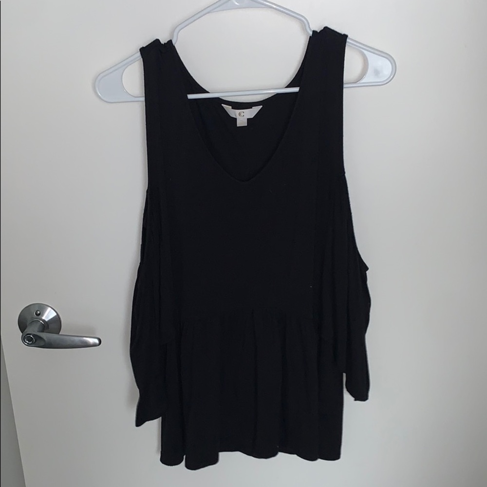 Open Shoulder Black Top